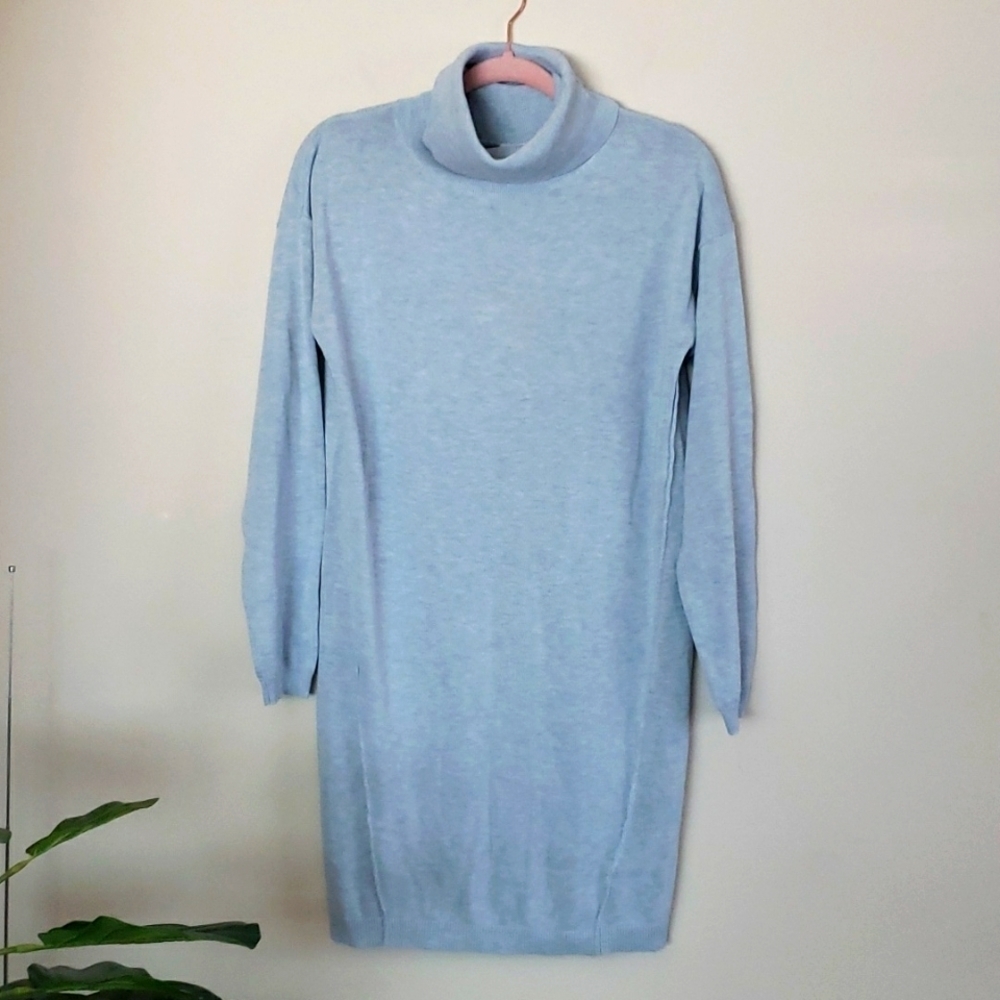 Lole cozy sweater dress, turtleneck, serenity heathered blue women size medium.